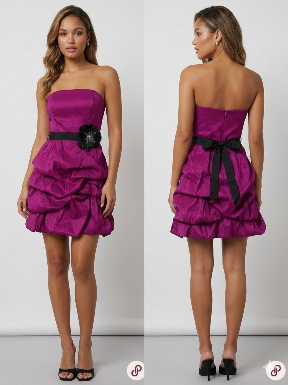 NWT Le Chateau Magenta Pink Strapless Tiered Bubble Hem Mini Dress Size Small S